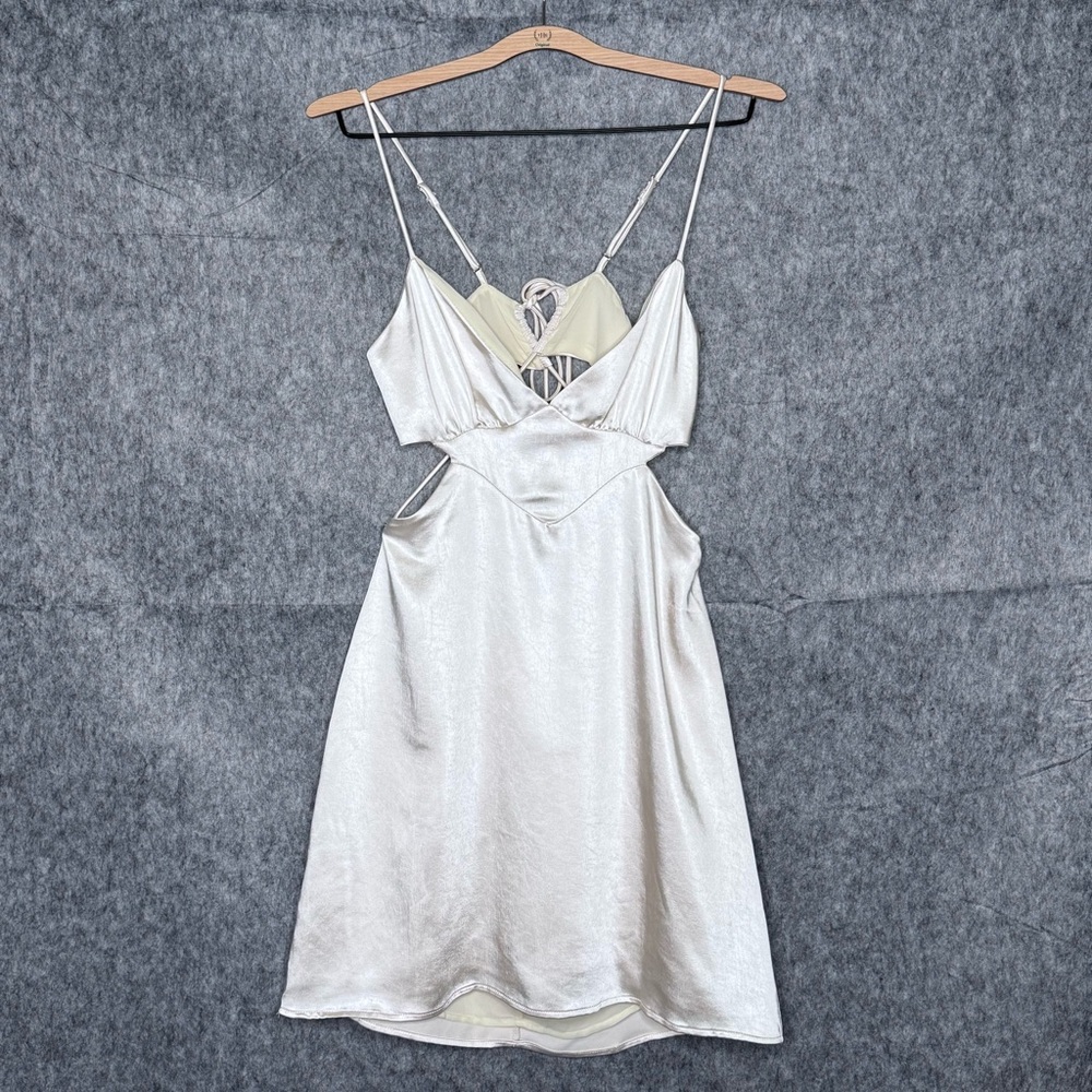 NWT Verge Girl Elegant Cream‎ Satin Cutout Slip Mini Dress- Sz 8